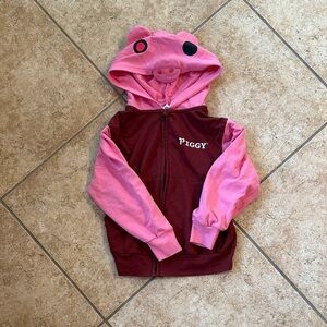 Piggy Kids Hoodie - Pink and Red